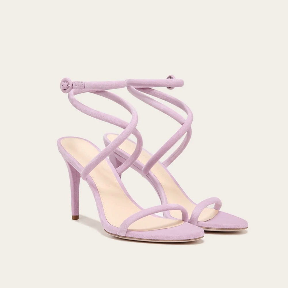 VERONICA BEARD MARCELINE purple Suede Crisscross ankle wrap strappy Sandal heels - Picture 2 of 16